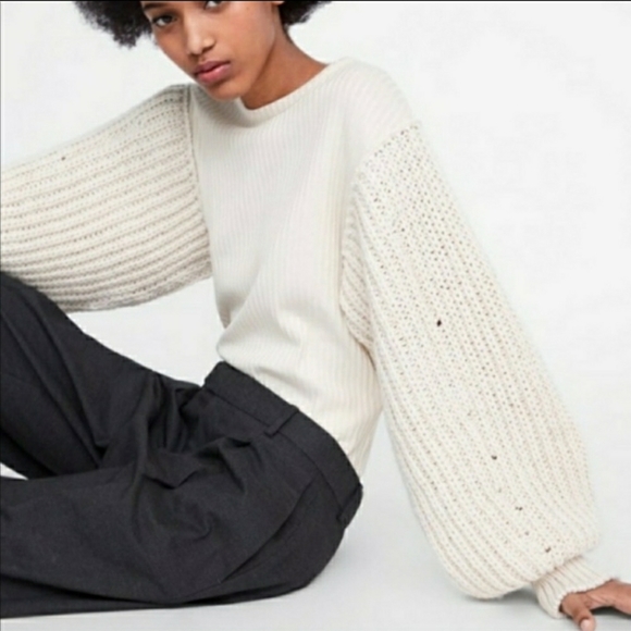 Zara Tops - Zara Sweatshirt with Tricot Balloon Sleeves